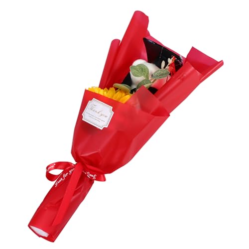 POPETPOP Abschlusssaison -simulationsstrauß Plüsch Blumenstrauß Künstlicher Rosenstrauß Plüsch-abschlussstrauß Plüschtierstrauß Abschlussbouquet Künstliche Abschlussblumen Plastik Rot von POPETPOP