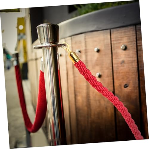 POPETPOP Absperrkordel Rotes Stanchion Rope mit Metallkarabinern Weiches Langlebiges Juteseil für Sicherheitsabsperrung Warteschlangenführung und Veranstaltungssteuerung Einfache Montage von POPETPOP