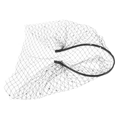 POPETPOP Braut Stirnband mit Funkelnden Strasssteinen und Schwarzem Netzschleier Vielseitig für Hochzeiten Teepartys Bälle Komfortabel und für Damen Brautfrisuren von POPETPOP