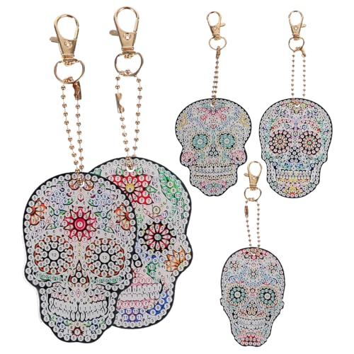 POPETPOP DIY Diamant Schädel Schlüsselanhänger Teilig Kreatives Anhänger Bastelset für Schlüsselbund Handgemacht für DIY Liebhaber und Kreative von POPETPOP