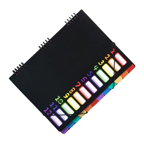 POPETPOP Dokumentenmappe Fächer Spiralbindung Sicherer Verschluss Vielseitiger Ordnungsordner für Schule Büro Zuhause Rainbow Tab Kunststoff Organizer von POPETPOP