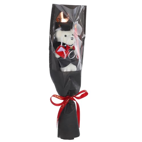 POPETPOP Dr. Bear Abschlussstrauß Abschluss Begünstigt Blumenstrauß Tragen Abschlussfeier Dekorationen Abschlussbouquet Abschluss Bär Abschluss Requisiten Plastik Black von POPETPOP