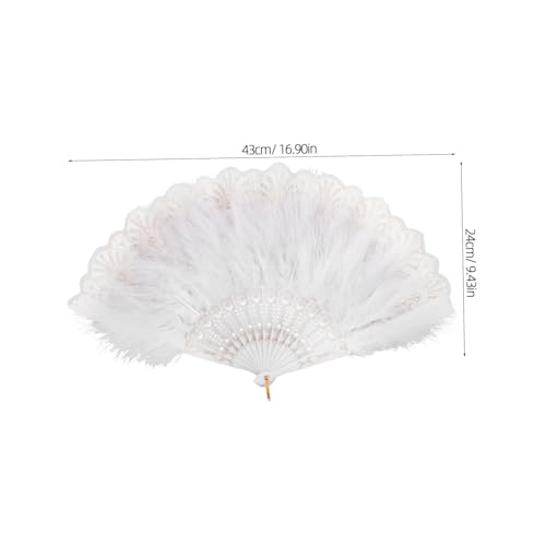 POPETPOP Faltbarer Damen Handfächer mit Weißen Federn und Spitzenrand Handgefertigter Vintage Fächer für Hochzeit Tanzparty Kostüm und Dekoration POPETPOP Faltbarer Damen Handfächer mit Weißen Federn und Spitzenrand Handgefertigter Vintage Fächer für Hochzeit Tanzparty Kostüm und Dekoration von POPETPOP