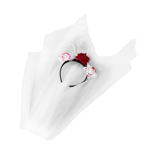 POPETPOP Halloween Blumenkopfschmuck mit Langem Schleier Bequemer Frauen Haarschmuck für Tag der Toten Cosplay Langlebiges Stirnband für Halloween und Kostümpartys POPETPOP Halloween Blumenkopfschmuck mit Langem Schleier Bequemer Frauen Haarschmuck für Tag der Toten Cosplay Langlebiges Stirnband für Halloween und Kostümpartys von POPETPOP