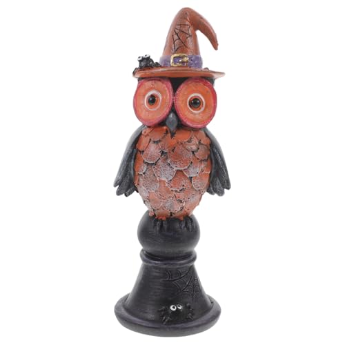 POPETPOP Halloween Eulenfigur aus Resin Kompakte Dekorative Statue für Tisch und Schreibtischdekoration Stabiler Stand als Gruseliges Halloween Ornament für Innenräume von POPETPOP