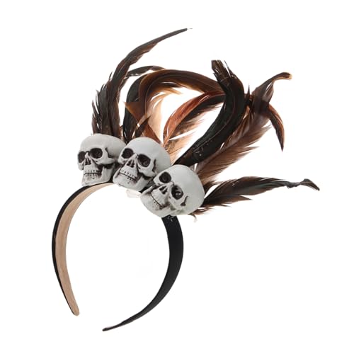 POPETPOP Halloween Haarreif mit Schwarzem und Braunem Federschmuck Skelett Design Gruseliges Party Accessoire für Kostüme und Bühnenauftritte Geeignet für Halloween Dekoration und Fasching POPETPOP Halloween Haarreif mit Schwarzem und Braunem Federschmuck Skelett Design Gruseliges Party Accessoire für Kostüme und Bühnenauftritte Geeignet für Halloween Dekoration und Fasching von POPETPOP