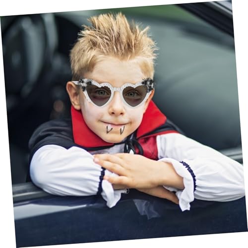 POPETPOP Halloween Partybrille mit Herz Design Weiße Spinnen Brille Lustige Foto Requisite Auffällige Halloween Eyewear für Party Tanz Geburtstag und Festtagsstimmung von POPETPOP