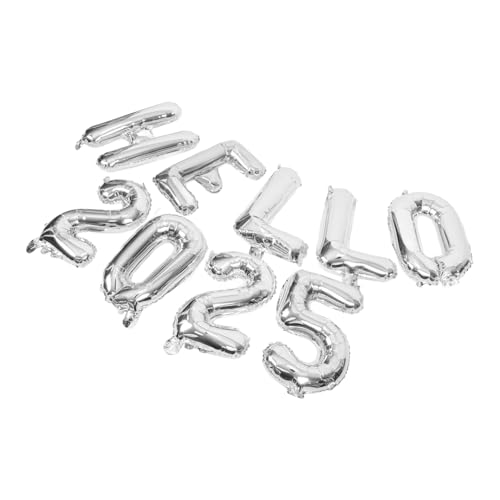 POPETPOP Hello Aluminium Folienballons Set Silberne Neujahrsdeko Wiederverwendbar Reißfest Party Dekoration für Silvester Fotorequisite und Festliche Atmosphäre von POPETPOP