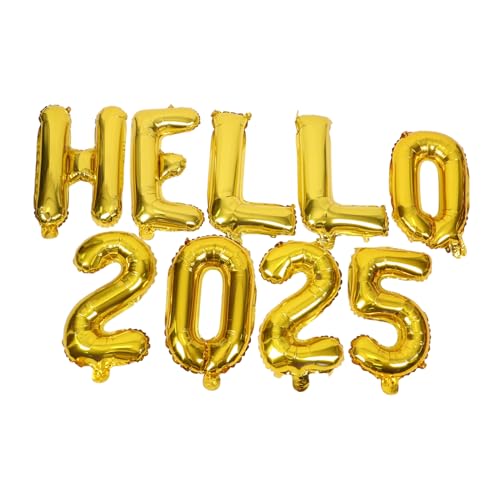 POPETPOP Hello Zahlen und Buchstaben Folienballons Set aus Aluminiumfolie Goldene Silvester Party Dekoration Robust und Reißfest als Neujahrs Fotorequisite und Festliche Feierdeko von POPETPOP