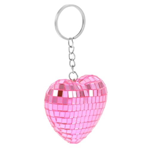 POPETPOP Herzförmiger Discokugel Schlüsselanhänger Spiegelkugel Anhänger Glänzend Kreatives Accessoire für Disco Partys Geburtstagsgeschenke und Trendbewusste Fans von POPETPOP