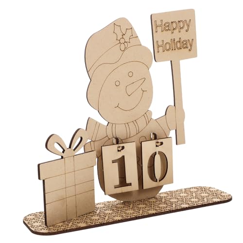 POPETPOP Holz Adventskalender Teilig Weihnachts Countdown Kalender Tischdeko DIY Xmas Holz Ornament Stabile Verarbeitung Kreative Weihnachtsdekoration Geschenkidee von POPETPOP