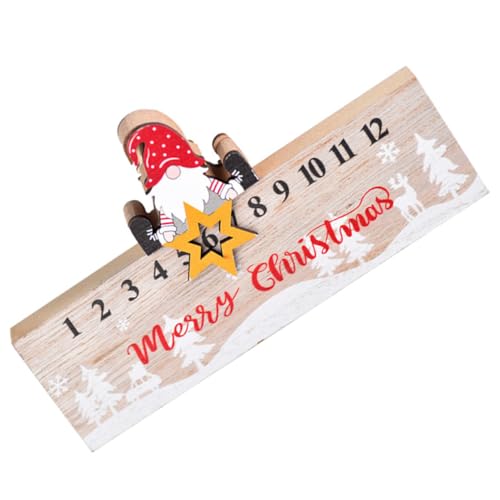 POPETPOP Holz Adventskalender Tischdekoration Weihnachts Countdown Kalender Verstellbar Langlebig Desktop Ornament für Festliche Xmas Party Dekoration von POPETPOP