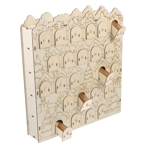 POPETPOP Holz Adventskalender mit Tage Weihnachtscountdown Langlebig Desktop Deko Weihnachtsdeko zum Befüllen mit Süßigkeiten und Kleinen Geschenken von POPETPOP