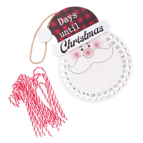 POPETPOP Holz Adventskalender zum Aufhängen Weihnachtscountdown Deko Weihnachten Festliche Wanddekoration Charmanter Xmas Kalender für Party und Zuhause von POPETPOP