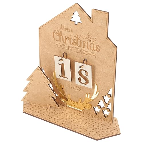 POPETPOP Holz Desktop Adventskalender Weihnachtsdeko Holzhaus DIY Weihnachtskalender Festliche Tischdekoration Xmas Supplies für Zuhause Büro von POPETPOP