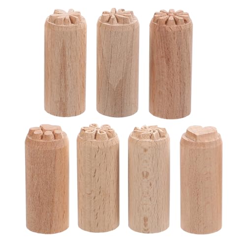 POPETPOP Holz-Ton-Stempel – 7 Stück Säulen-Holz-Keramik-Formen Individuelle Ton-Stempel Blumen-Stempel Keramik-Buchstaben-Stempel Für Ton-Kunst Valentinstag Ostergeschenk von POPETPOP
