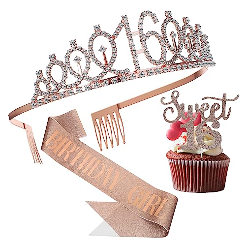 POPETPOP Jahre Geburtstag Deko Set Damen Roségold Krone Strass Geburtstagskranz Tortendeko mit Cake Topper und Schärpe für Frauen Party Dekoration Innen Außen POPETPOP Jahre Geburtstag Deko Set Damen Roségold Krone Strass Geburtstagskranz Tortendeko mit Cake Topper und Schärpe für Frauen Party Dekoration Innen Außen von POPETPOP