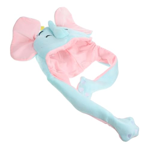 POPETPOP Lustige Elefantenmütze mit Beweglichen Ohren Weicher Plüsch Leichte Kostüm Accessoire für Partys und Fotoshootings Vielseitiger Tierhut für Altersgruppen Auffällige Blaue von POPETPOP