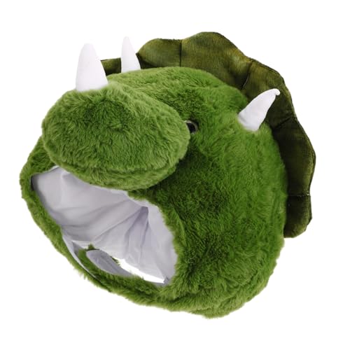 POPETPOP Lustiger Dinosaurier Kostümhut Weiches Plüsch Dino Kopf Hut Partyaccessoire für Karneval Halloween und Verkleidung Bequemer Strapazierfähiger Dino Kopfschmuck für Erwachsene von POPETPOP