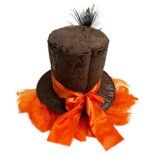 POPETPOP Magischer Karnevalshut mit Pfauenfedern Orangefarbene Perücke Verstellbar Langlebig für Fasching Cosplay und Partydekorationen POPETPOP Magischer Karnevalshut mit Pfauenfedern Orangefarbene Perücke Verstellbar Langlebig für Fasching Cosplay und Partydekorationen von POPETPOP