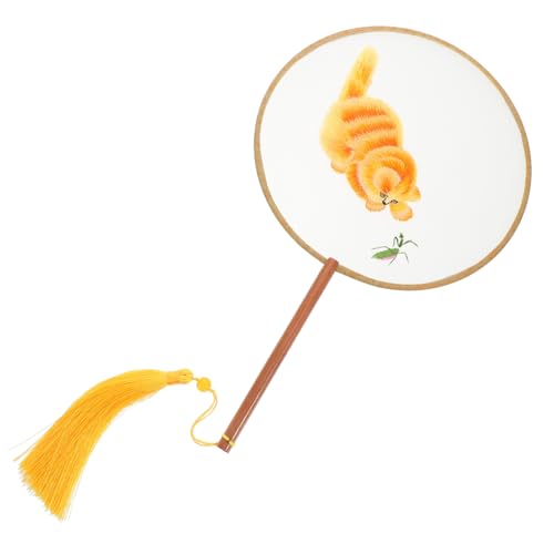 POPETPOP Manueller Chinesischer Stickfächer mit Katzenmotiv Doppelseitige Bestickte Runde Dekoration Handgefertigter Dekorativer Handfächer für Wanddeko und Asiatische Hand Fan Ornament POPETPOP Manueller Chinesischer Stickfächer mit Katzenmotiv Doppelseitige Bestickte Runde Dekoration Handgefertigter Dekorativer Handfächer für Wanddeko und Asiatische Hand Fan Ornament von POPETPOP
