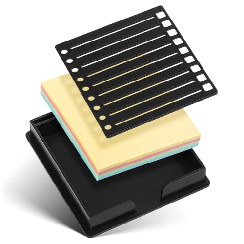 POPETPOP Memo Pad Halter Stift Organizer mit Wiederverwendbarer Schablone Farben Haftnotizen Kompakter Stabiler Notizhalter für Schreibtisch Übersichtliche Memo Aufbewahrung Vielseitig für von POPETPOP