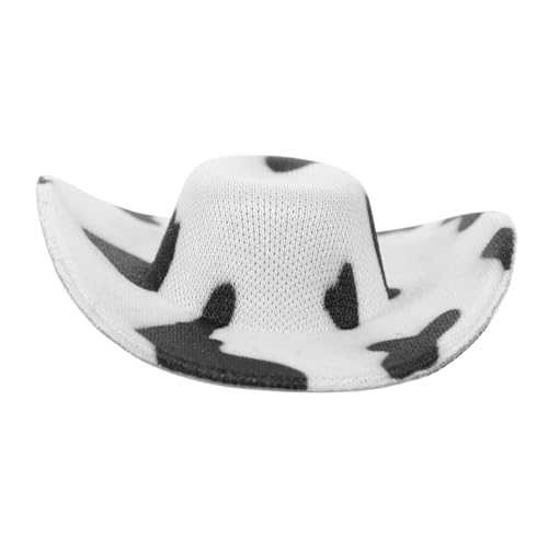 POPETPOP Miniatur Cowboyhut Miniaturhut DIY Puppenhut mit Kuhmuster Filigraner Puppen Dekorationshut Handgefertigtes Accessoire für Miniaturhäuser Kreatives Bastelprojekt Weiches Material von POPETPOP