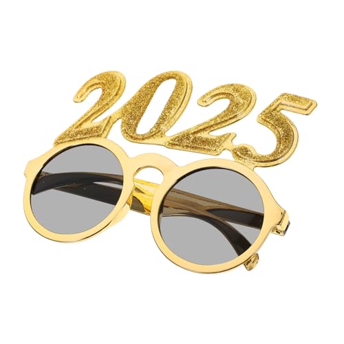 POPETPOP Neujahrs Partybrille Gold Glitzer Spaß Brillen Foto Requisite Dekoration für Silvester Feier Zubehör von POPETPOP