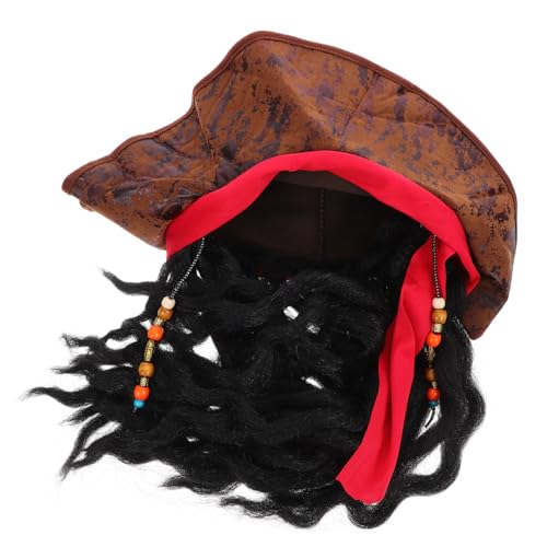 POPETPOP Piratenhut für Party Karneval Cosplay Hut mit Dreadlocks Rotes Stirnband Verkleidung Halloween Kostüm Zubehör für Erwachsene POPETPOP Piratenhut für Party Karneval Cosplay Hut mit Dreadlocks Rotes Stirnband Verkleidung Halloween Kostüm Zubehör für Erwachsene von POPETPOP