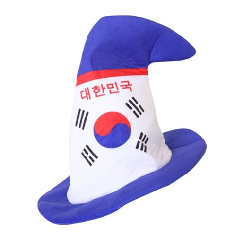 POPETPOP Plüsch Festivalhut mit Südkorea Flagge Spitzes Kostüm Accessoire für Erwachsene und Jugendliche Partyfoto Requisit Unisex Karneval Kopfbedeckung Weiches Auffälliges Design von POPETPOP