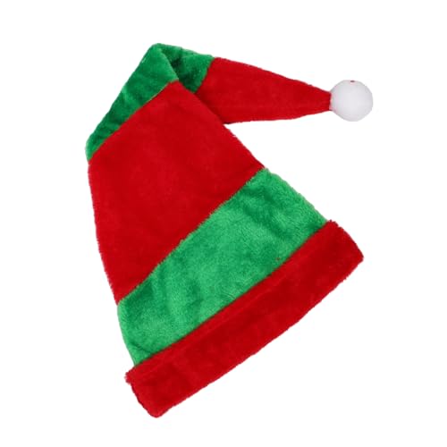 POPETPOP Plüsch Weihnachtsmütze Rot Grün Gestreift Unique Nikolausmütze Erwachsene Komfortabel Für Festliche von POPETPOP