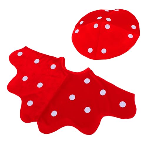 POPETPOP Rotes Pilz Kostüm Set mit Mütze und Cape für Erwachsene und Weiches Atmungsaktives Material Bequemer Sitz für Karneval Bühnenauftritte und Festliche Partys von POPETPOP