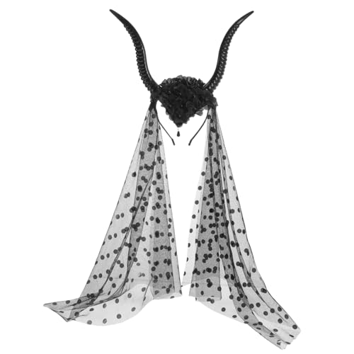 POPETPOP Schafhorn Mesh Haarband Schafkostüm Für Schaf Stirnband Schafkostüm Zubehör Für Erwachsene Gothic Kopfbedeckung Halloween Cosplay Kostüm Kopfschmuck Ziegenhörner von POPETPOP