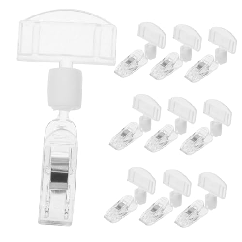 Schilderclips 12 Stück Schilderhalterclip Merchandising- Preisclips Drehbare - Clips Transparent Doppelte Cliphalter für Preisschild- Etiketten- Display von POPETPOP