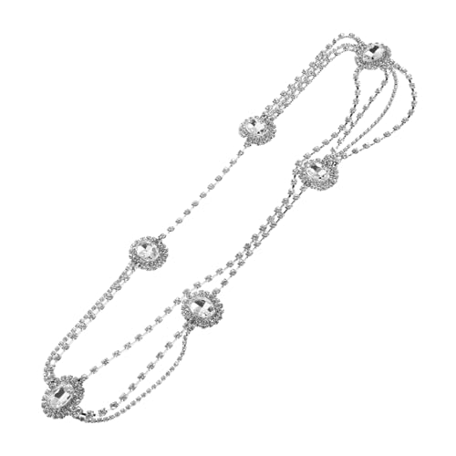 POPETPOP Silberne Strass Kopfkette mit Fließenden Quasten Eleganter Braut Kopfschmuck für Hochzeit und Hanfu Vielseitiges Stirnband für Stilvolle Frisuren und Festliche Anlässe von POPETPOP