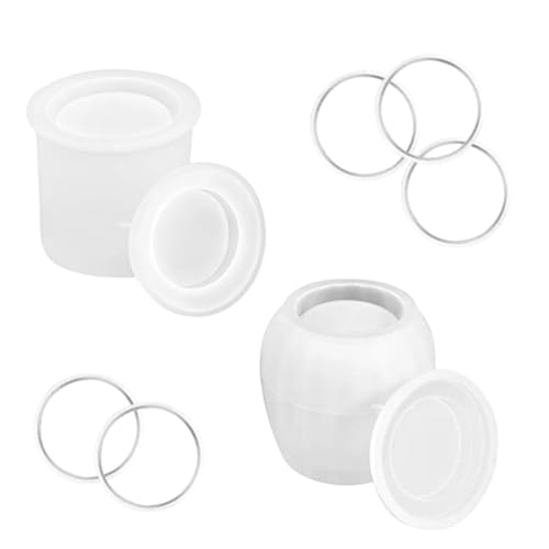 POPETPOP Silikonform Teilig für DIY Epoxidharz Vorratsdosen Flexible Langlebige Silikon Gießformen für Runde Aufbewahrungsgläser Einfach Entformbar für Bastelprojekte und Dekorationen von POPETPOP