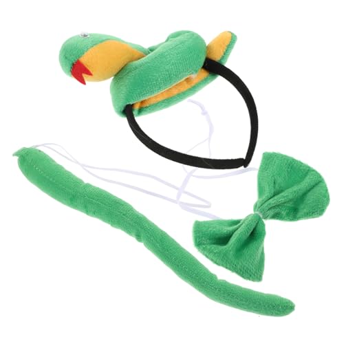 POPETPOP Teiliges Schlangen Kostüm mit Tier Stirnband und Fliege Leichtes Cosplay Zubehör für Fasching Bühnenauftritte Mottopartys und Foto Shootings von POPETPOP