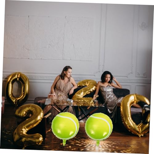 POPETPOP Teiliges Tennisparty Deko Set aus Aluminiumfolie Tennisball und Netzballon Bunte Schläger und Ballons Schnell Aufblasbar Sportliches Design für Tischdekoration und Tennis von POPETPOP