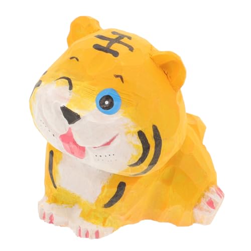 POPETPOP Tiger- Tigerverzierung Desktop-tigerfiguren Tiger Figur Holzfiguren Hausskulptur Holzhandwerk Gartenskulpturen Holztiger Tiger-Statue Tigermodell Hölzern von POPETPOP