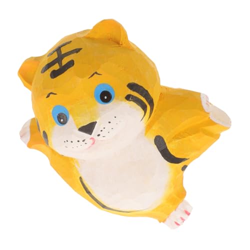 POPETPOP Tigerfiguren als Heimdekoration Gartenskulpturen Holzfiguren Desktop-Tierstatue Schreibtisch-Tier-Statue holzhandwerk Tigerskulptur aus Holz Holztiger hölzern von POPETPOP