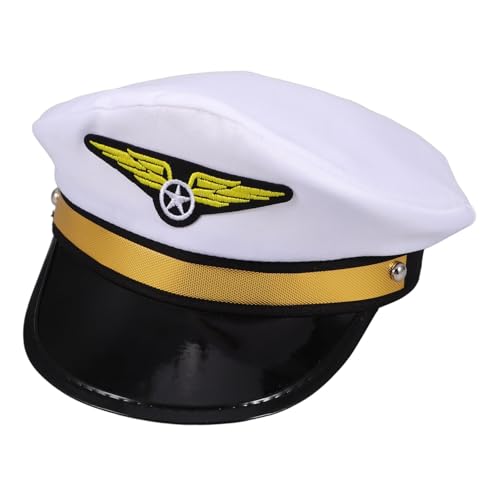 POPETPOP Verstellbare Pilotenkappe für Erwachsene Airline Thema Partyhut Robuste Verkleidungsmütze Modernes Design für Halloween Cosplay Maskerade POPETPOP Verstellbare Pilotenkappe für Erwachsene Airline Thema Partyhut Robuste Verkleidungsmütze Modernes Design für Halloween Cosplay Maskerade von POPETPOP