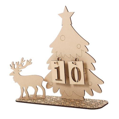 POPETPOP Weihnachtlicher Holz Adventskalender DIY Countdown Kalender mit Verstellbarer Datumsanzeige Kreative Tischdeko für Weihnachten Platzsparend und Handgefertigt von POPETPOP