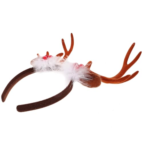POPETPOP Weihnachtliches Rentiergeweih Stirnband mit Ohren Flexibles Haarband Kunststoff Verstellbar Bequem für Damen und Jugendliche Festlicher Haarschmuck für Weihnachtsfeiern von POPETPOP