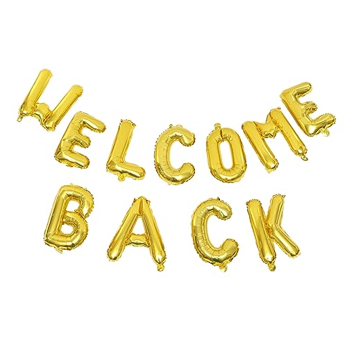 POPETPOP Welcome Back Folienballons Gold Buchstaben Partydekoration für Schule Büro Wiedersehen Feier Wiederverwendbar Innen Außen Geeignet Kindergarten Willkommensdeko von POPETPOP