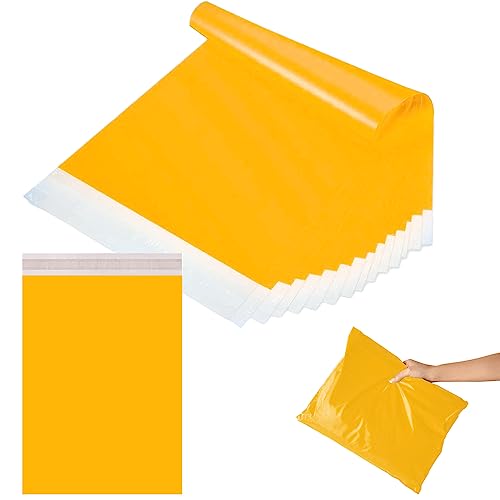 10 Stück Versandbeutel Groß Plastik Gelb Versandtaschen 24"x28" (60x70cm) Versandtüten Warenbeutel,Selbstklebend und Blickdicht,Versandtüten aus Plastik für Kleidung Logistikverpackungen Textilien von POPOYU