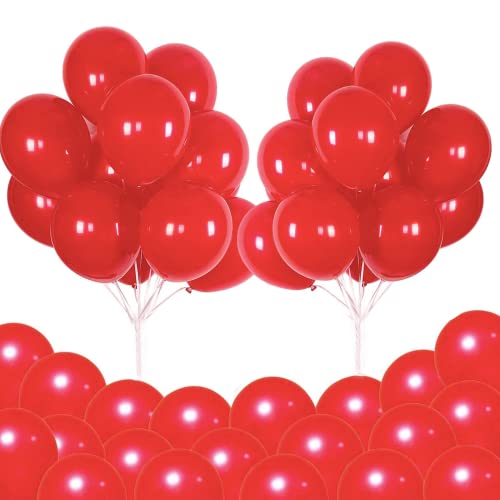 100 Stück 25.4 cm dicke rote Luftballons, Union Jack, britische Partyballons, matte rote Mini-Luftballons, dicke rote Luftballons, Krönung, Souvenir-Dekoration von POPOYU