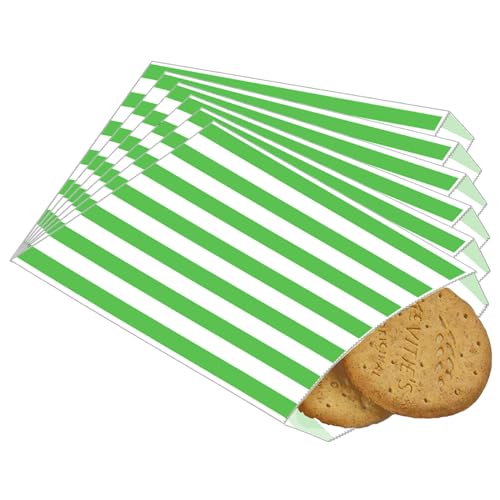 100 Stück Grün Snacktaschen Papier Rechteck Papiertüte für Lebensmittelverpackungen Klein Jausensackerl Papier für Burger und Pommes von POPOYU