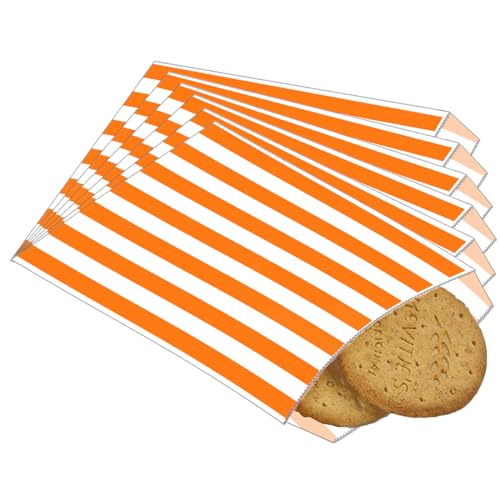 100 Stück Orange Snacktaschen Papier Rechteck Papiertüte für Lebensmittelverpackungen Klein Jausensackerl Papier für Burger und Pommes von POPOYU