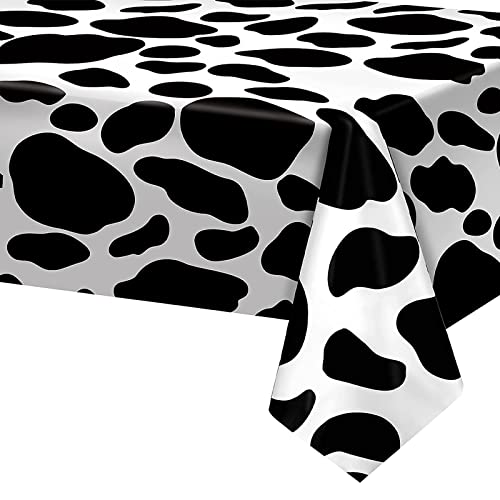137 X 274 cm Kuh-Druck Tischdecke Dschungel Tier Druck Kunststoff Tischdecke für Tier Safari Thema Partydekorationen,Rechteckige Tischdecke für Dschungel Safari Geburtstag Party Zubehör von POPOYU