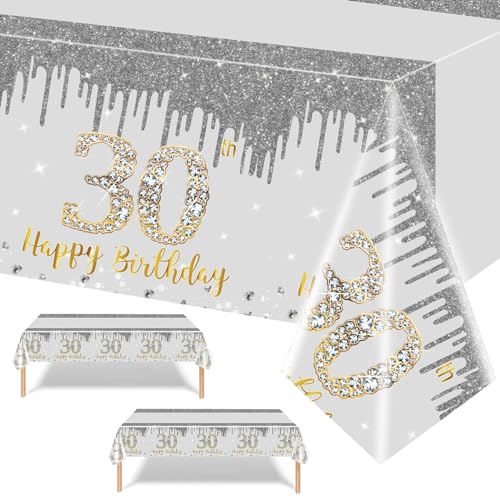 137 x 274 cm Silber und Gold zum Geburtstag Tischdecke,2 Stück Silber Gold Tischdeko für Mann Frau 30. Geburtstag,Rechteckige Kunststoff Tischdecke für Partydekorationen zum 30. Geburtstag 137 x 274 cm Silber und Gold zum Geburtstag Tischdecke,2 Stück Silber Gold Tischdeko für Mann Frau 30. Geburtstag,Rechteckige Kunststoff Tischdecke für Partydekorationen zum 30. Geburtstag von POPOYU